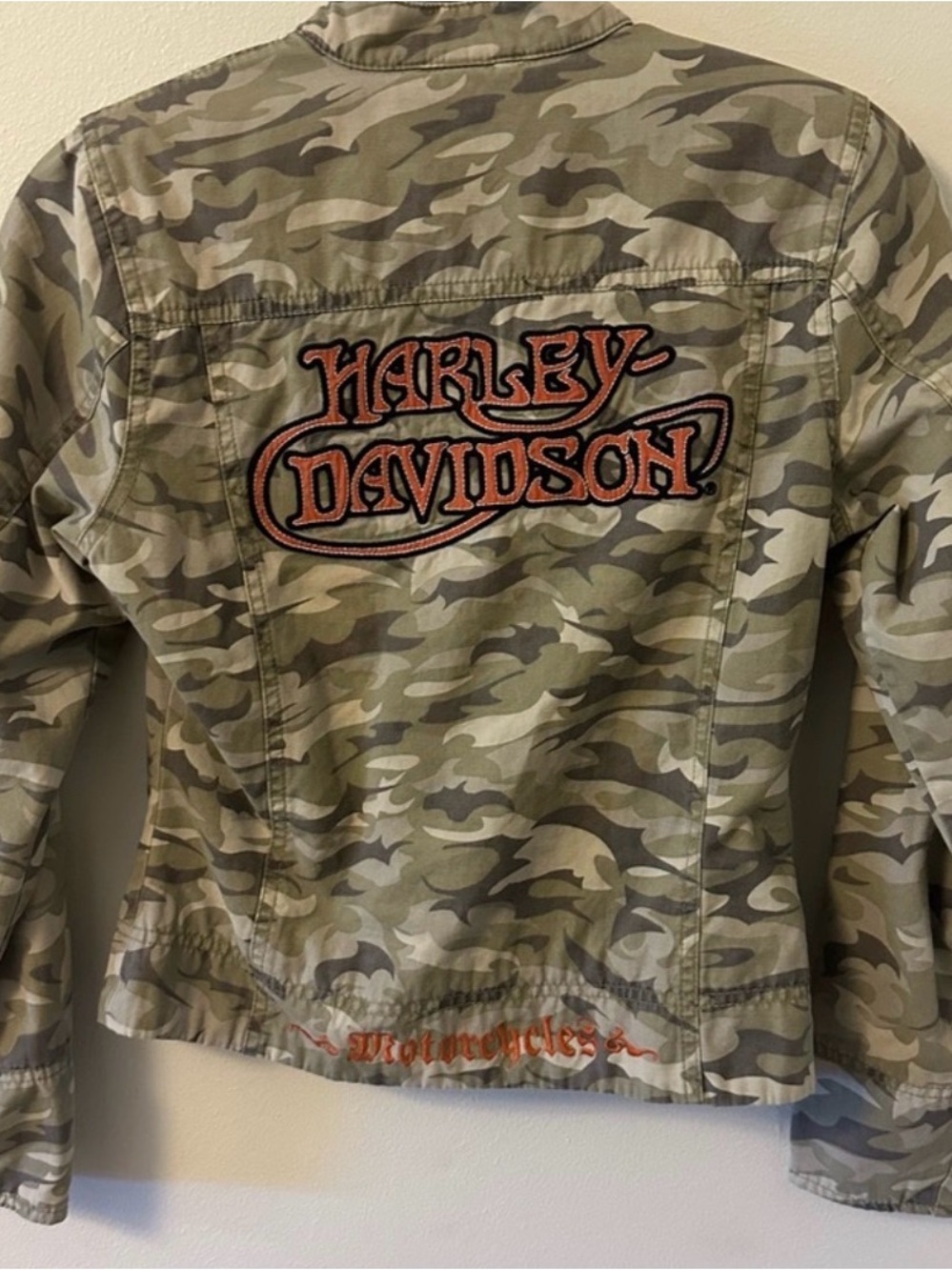 Harley Davidson camo bomber jacket